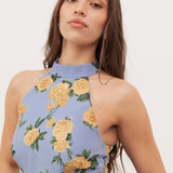 Anaya With Love Recycled Floral Print Halter Neck Tiered Maxi Dress