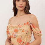 Anaya With Love Recycled Floral Print Cowl Neck Cold Shoulder Ruffle Maxi Dress