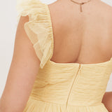 Anaya With Love Recycled Butter Yellow Square Neck Frill Midaxi Dress