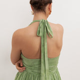 Anaya With Love Recycled Green Tea Floral Burnout Halter Neck Midaxi Dress