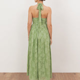 Anaya With Love Recycled Green Tea Floral Burnout Halter Neck Midaxi Dress