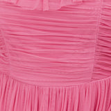 Anaya With Love Recycled Pink Ruffle Square Neck Tulle Midaxi Dress