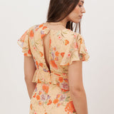 Anaya With Love Recycled Yellow Floral V Neck Ruffle Midi Dress