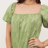 Anaya With Love Recycled Green Tea Floral burnout Short Sleeve Tiered Maxi Dress