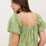 Anaya With Love Recycled Green Tea Floral burnout Short Sleeve Tiered Maxi Dress