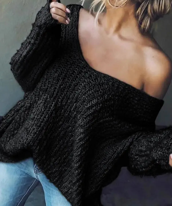 TELIKA™ - Comfy Drop Shoulder Long Sleeve Sweater