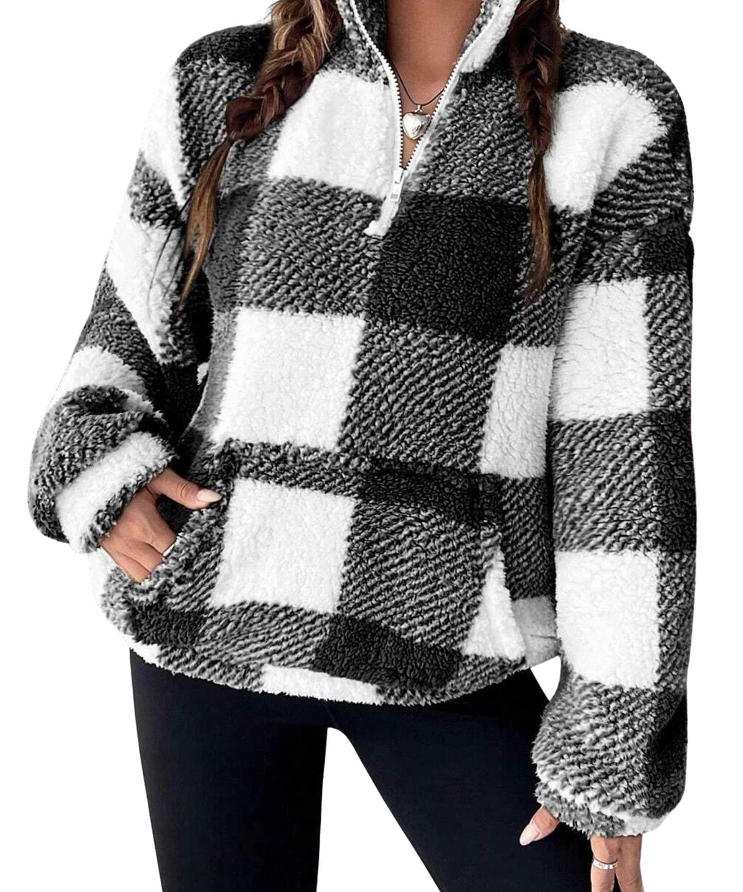 HILARY™ – Casual Plaid Half Zip Pullover
