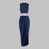 MANUELA™ - Elegant Pleated Slit Long Skirt Set