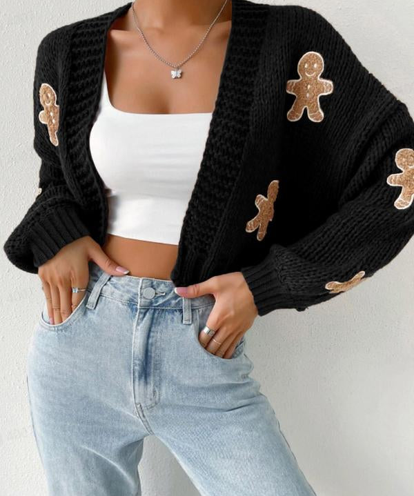 HEIDI™ - Open Front Knit Cardigan with Cartoon Print for Cozy Outfits