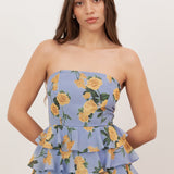 Anaya With Love Recycled Blue Floral Bandeau Tiered Maxi Dress