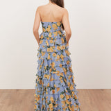 Anaya With Love Recycled Blue Floral Bandeau Tiered Maxi Dress