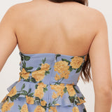 Anaya With Love Recycled Blue Floral Bandeau Tiered Maxi Dress