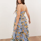Anaya With Love Recycled Blue Floral Bandeau Tiered Maxi Dress