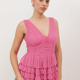 Anaya With Love Recycled Pink Sleeveless Tiered Maxi Dress
