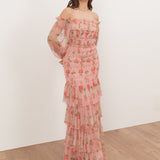 Anaya With Love Recycled Floral Long Sleeve Bardot Maxi Dress