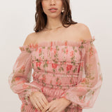 Anaya With Love Recycled Floral Long Sleeve Bardot Maxi Dress