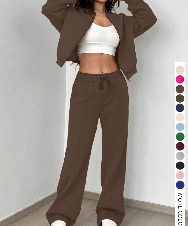 KELSEA™ - Casual Tracksuit Set for Women Zipper Jacket & Natural Waist Pants