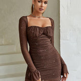 ELLIE™ - Elegant Glitter Mesh Bodycon Long Sleeve Party Dress