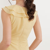 Maya Buttercream Embellished Asymmetric Ruffle Maxi Dress