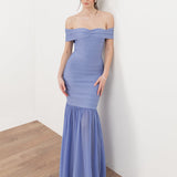 Maya Wisteria Blue Bardot Bandage Maxi Dress