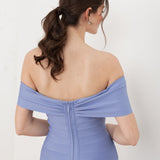 Maya Wisteria Blue Bardot Bandage Maxi Dress