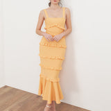 Maya Amber Yellow Strappy Bandage Midi Dress