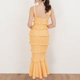Maya Amber Yellow Strappy Bandage Midi Dress