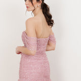 Maya Fully Embellished Bardot Maxi Dress with Waterfall Ruffles