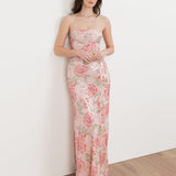 Maya Floral Printed Sequin Bandeau Maxi Dress