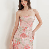 Maya Floral Printed Sequin Bandeau Maxi Dress