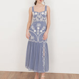 Maya Wisteria Blue Embroidered Strappy Midaxi Dress