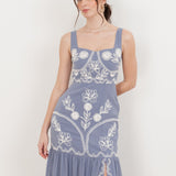 Maya Wisteria Blue Embroidered Strappy Midaxi Dress