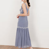 Maya Wisteria Blue Embroidered Strappy Midaxi Dress