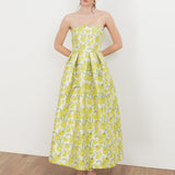 Maya Floral Jacquard Bandeau Midaxi Dress