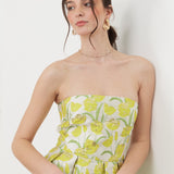 Maya Floral Jacquard Bandeau Midaxi Dress