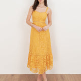 Maya Sunflower Yellow Lace Cami Midi Dress