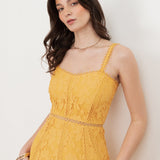 Maya Sunflower Yellow Lace Cami Midi Dress