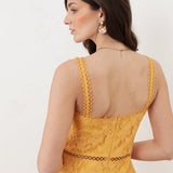 Maya Sunflower Yellow Lace Cami Midi Dress