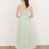 Maya Mint Embossed Floral Lace Drop Waist Midaxi Dress