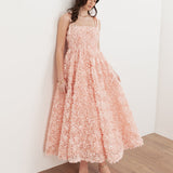 Maya Peach 3D Floral Cami Midi Dress