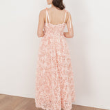 Maya Peach 3D Floral Cami Midi Dress