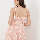 Maya Peach 3D Floral Cami Midi Dress