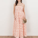 Maya Peach 3D Floral Cami Midi Dress
