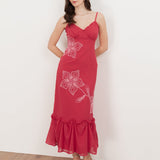 Maya Hot Pink Floral Embroidered Cami Maxi Dress