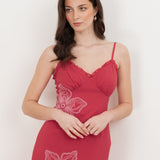 Maya Hot Pink Floral Embroidered Cami Maxi Dress