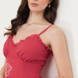 Maya Hot Pink Floral Embroidered Cami Maxi Dress