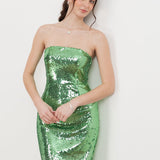 Maya Fully Embellished Green Bandeau Midi Dress