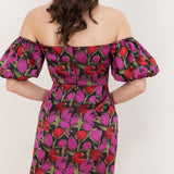 Maya Floral Jacquard Short Sleeve Bardot Mini Dress