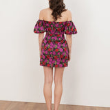 Maya Floral Jacquard Short Sleeve Bardot Mini Dress