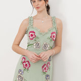 Maya Sage Green Floral Embellished Ruffle Cami Maxi Dress